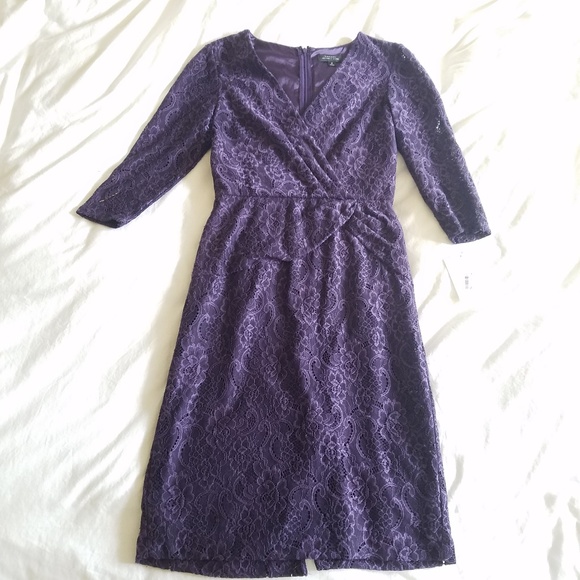 Tahari Purple Lace Dress - Picture 2 of 8